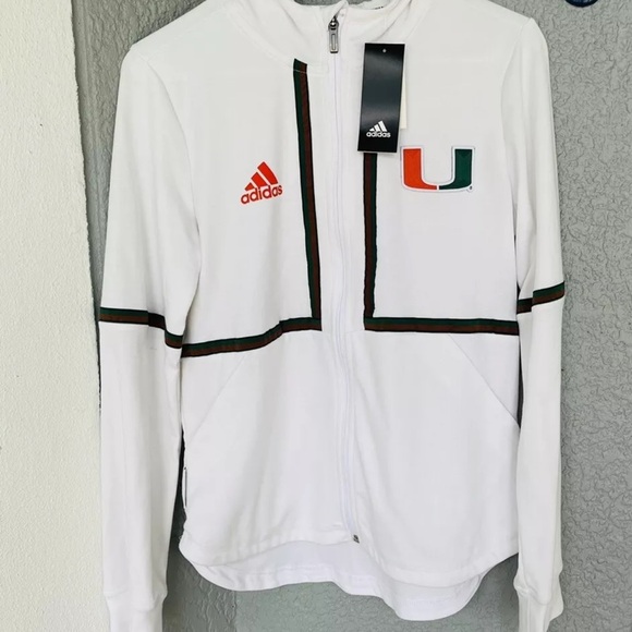Adidas Miami Hurricanes Full Zip Clima Lite Performance Jacket College Sz S/M - Picture 3 of 14